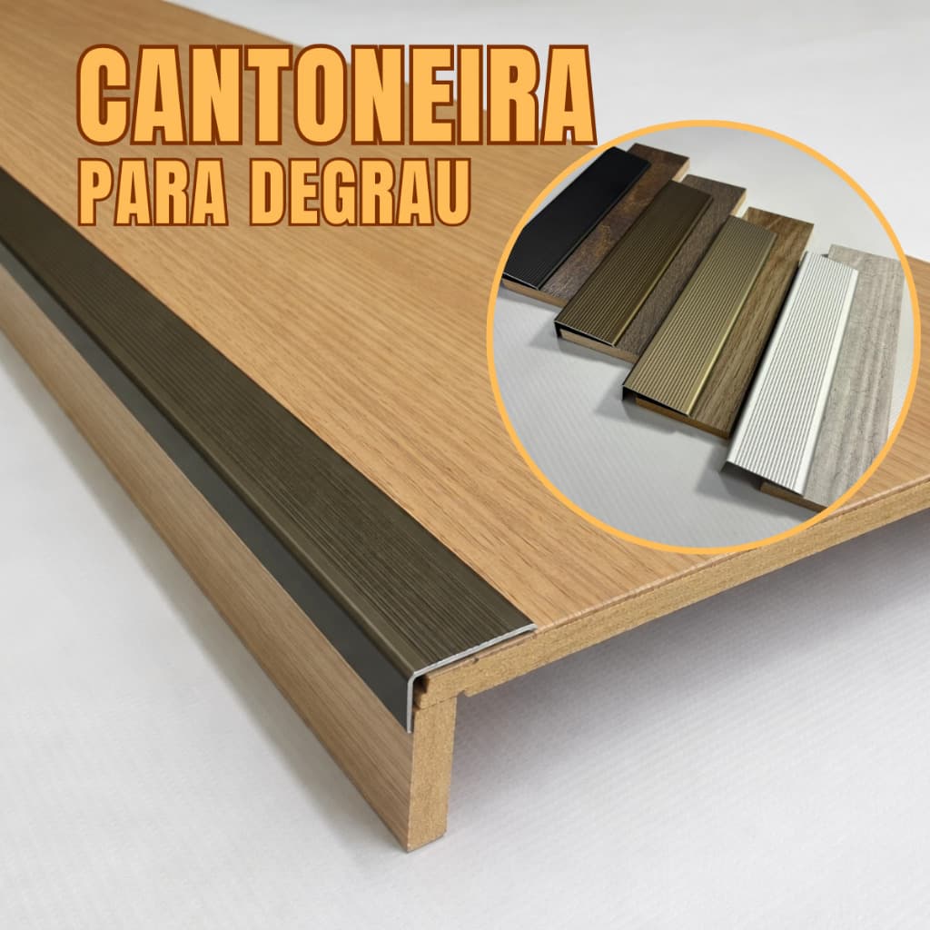 Perfil de aluminio para acabamento de escada degrau elegante