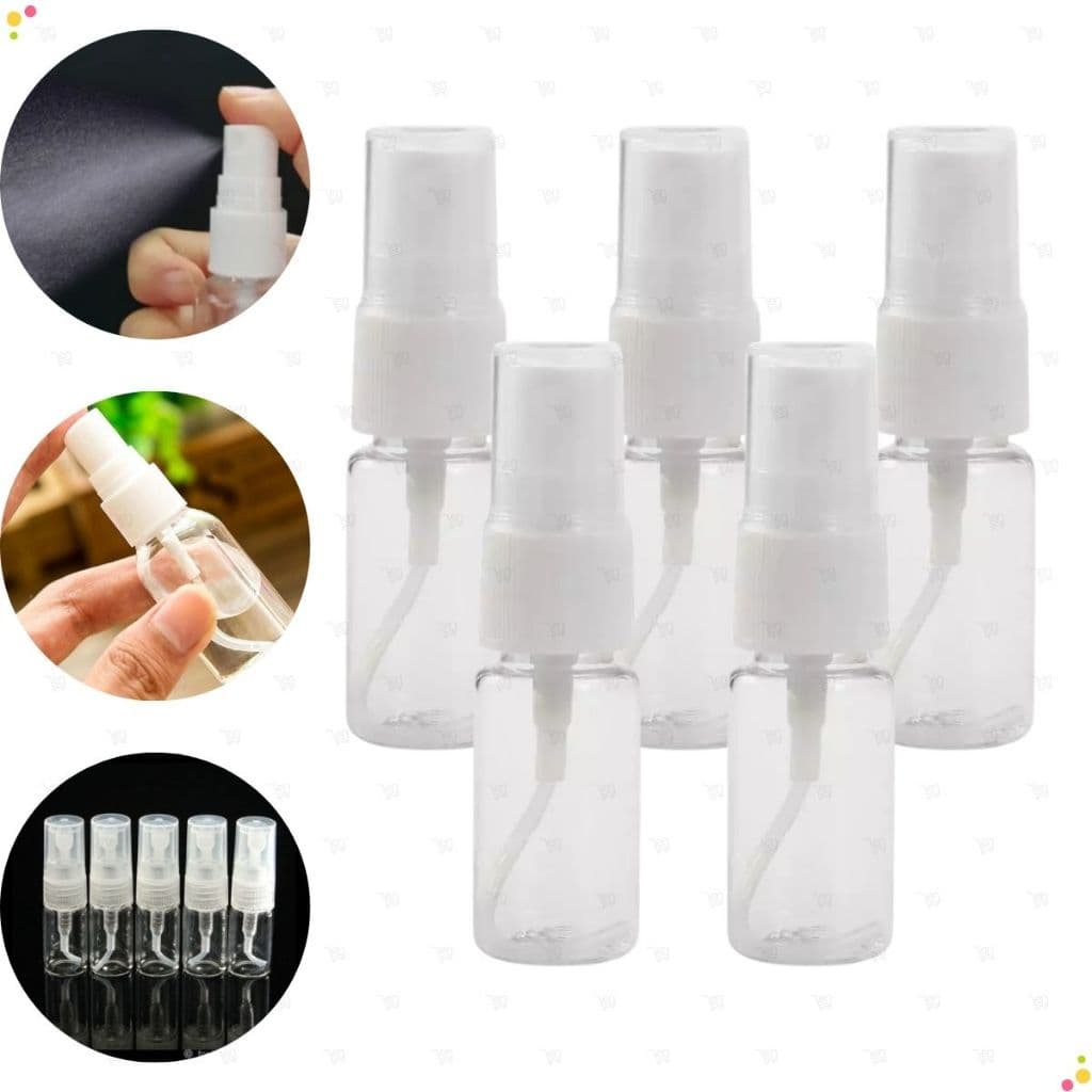 Kit 25 Borrifador 10ml Spray Transparente Frasco Válvula Pulverizador Para Viagens Perfume Água