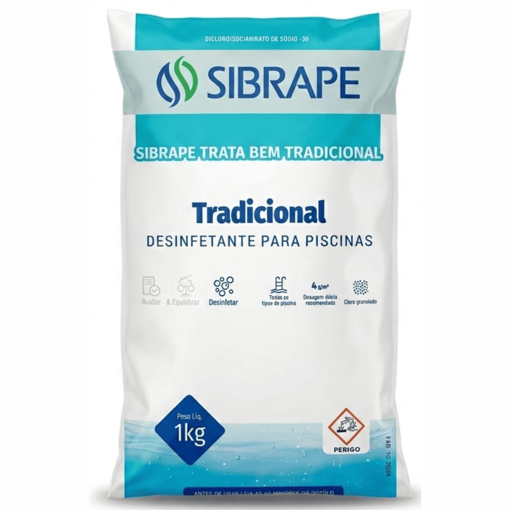 Cloro Granulado Sibrape Trata Bem 30% Ativo Desinfetante Para Piscina Água Limpa No Inverno