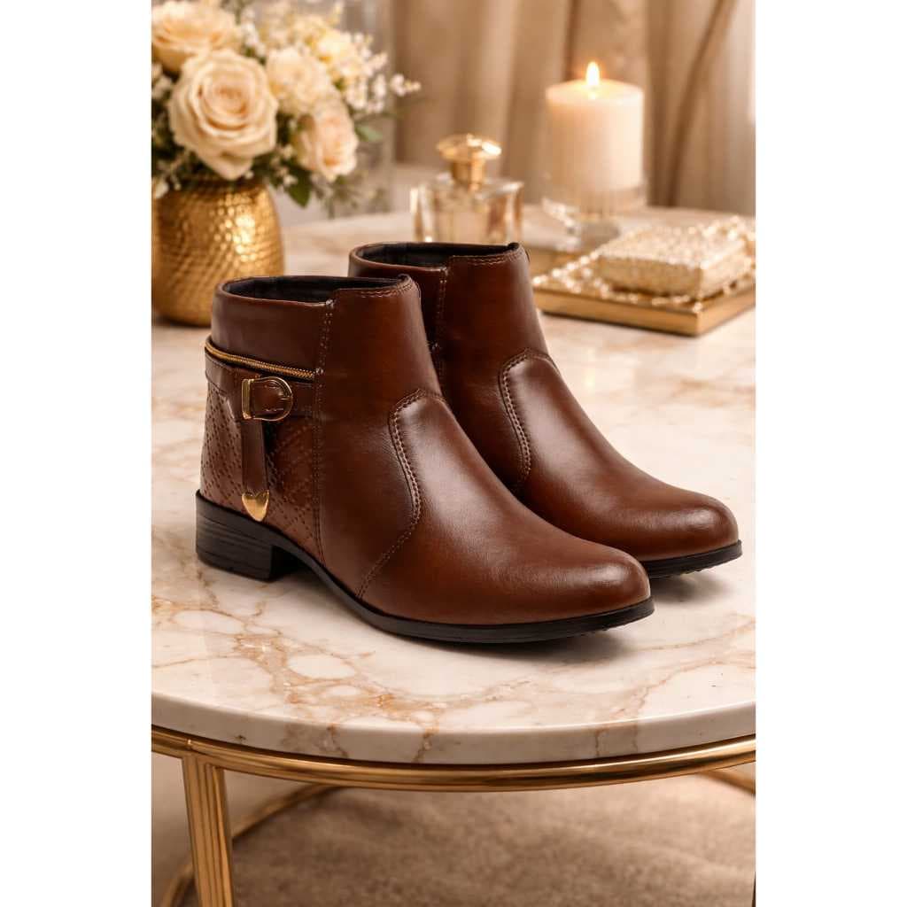 Bota Feminina Zíper Conforto Cano Baixo Feminina Botinha