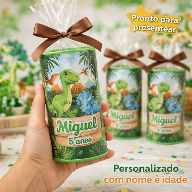 COFRINHO PERSONALIZADO TEMA DINOSSAURO + EMBALAGEM + LAÇO- FAZEMOS EM TODOS OS TEMAS