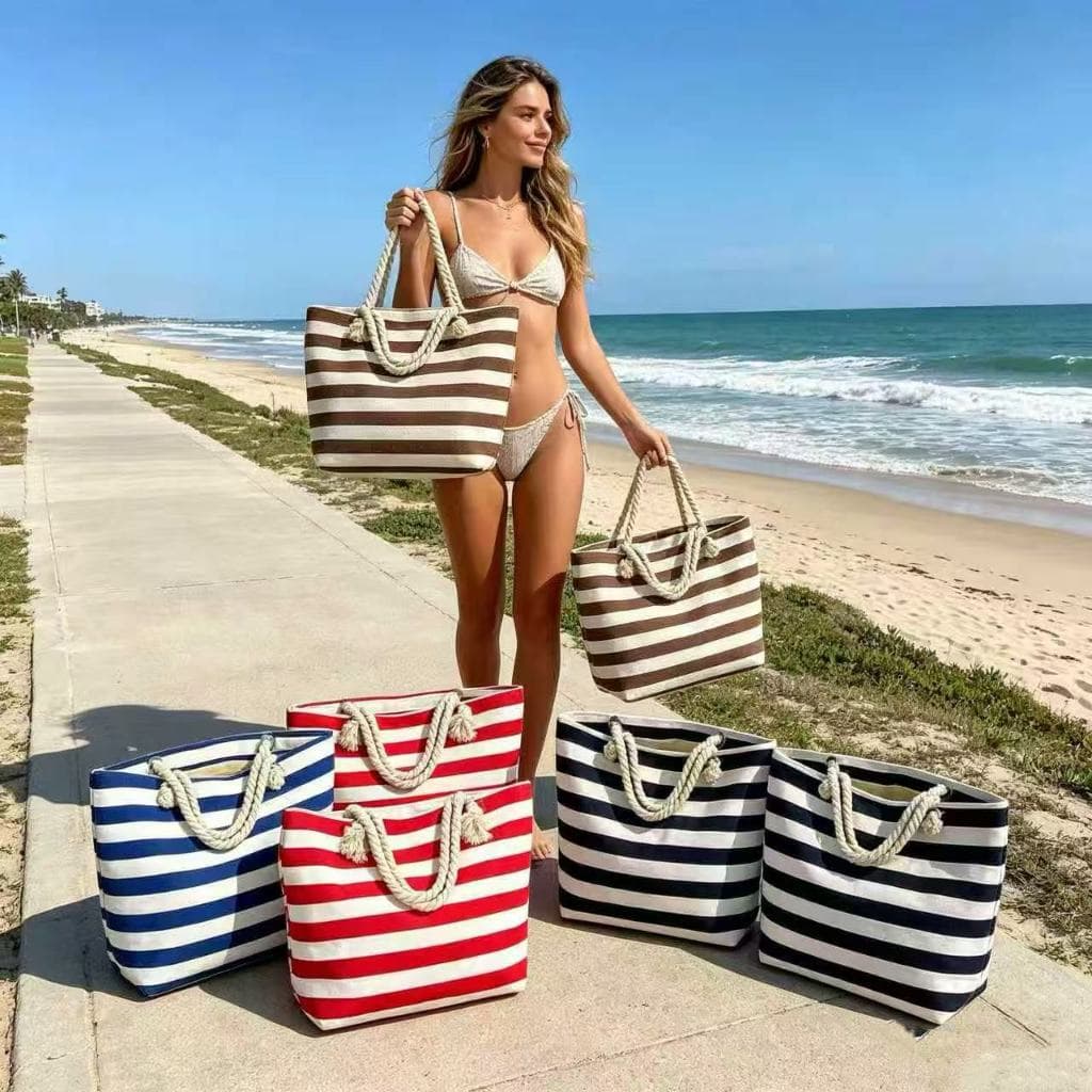 Bolsa de Praia Feminina Alça de Corda Elegante Grande e Resistente