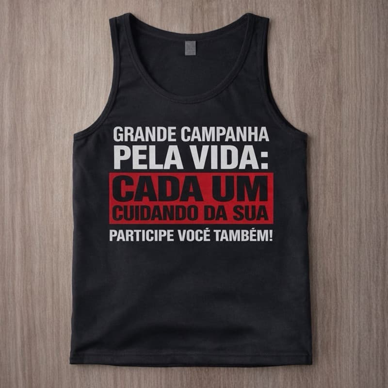 Regata Masculina Frase Divertida Engraçada Estampada Algodão 100% Malha 30.1 Preta Casual Academia Confortável Promoção