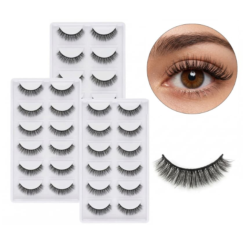 Kit 15 Pares Cílios Postiços Mink Seda Sintética Premium