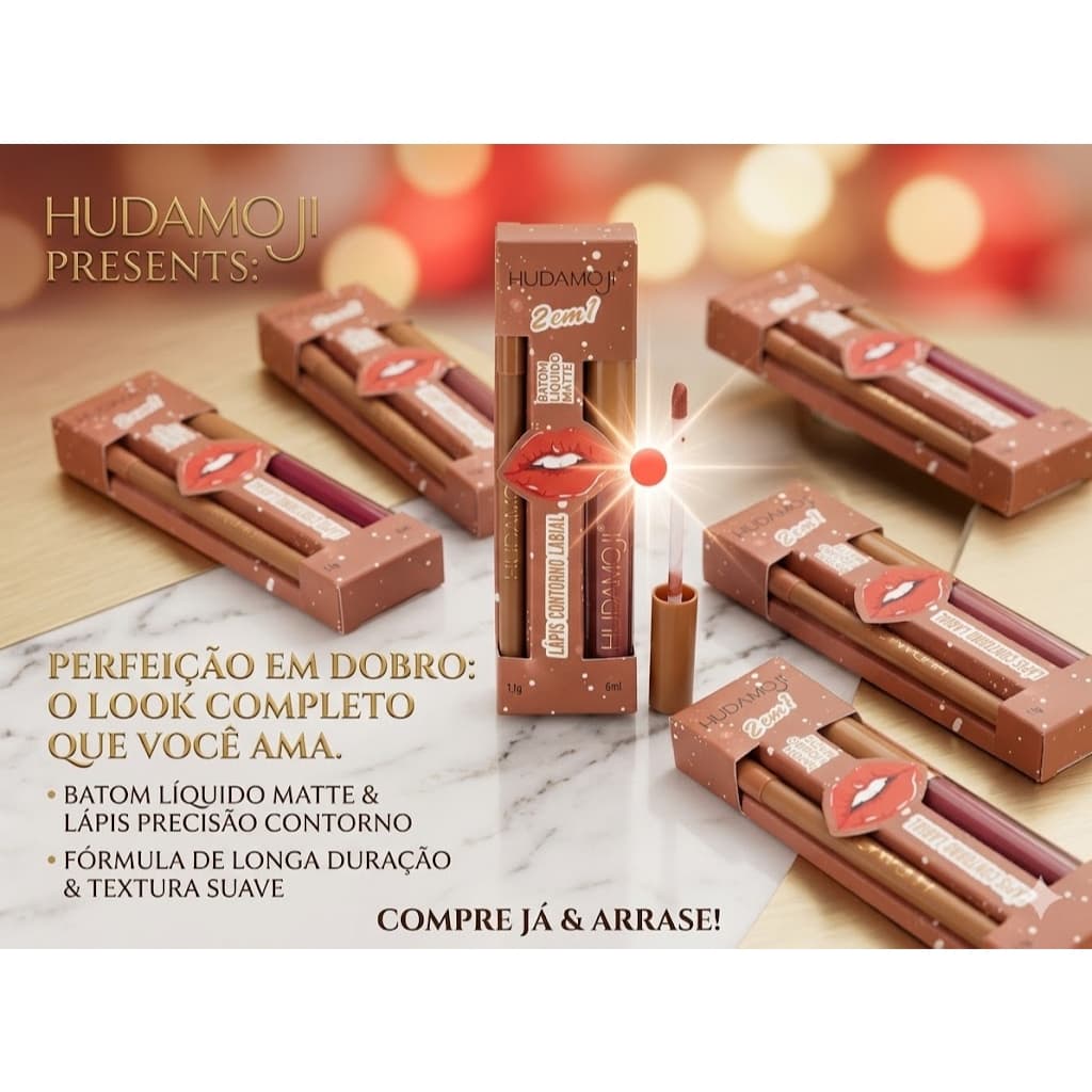 Kit Labial 2 em 1 Gloss Super Hidratante com Alto Brilho Perolado e Lapis Contorno da Boca