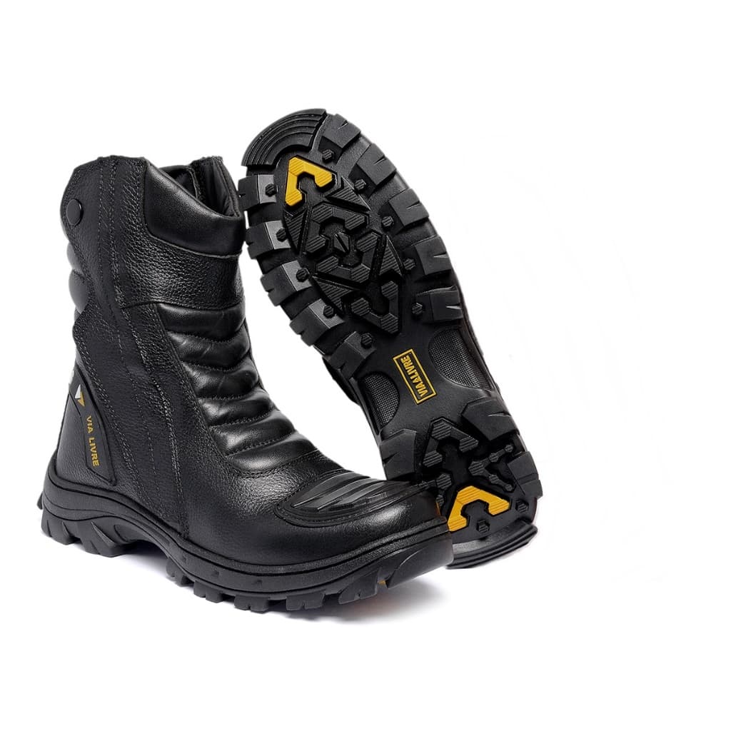 Bota Motocicleta Masculino Em Couro Premium Com Protetor De Marcha Cano Alto Trilha Camping Confortavel Confiavel Estilo