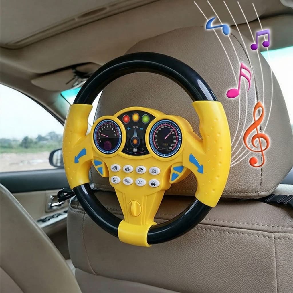 Volante Infantil Musical Com Ventosa, Brinquedo Simulador de Direção Interativo Som Luzes Carro Bebê