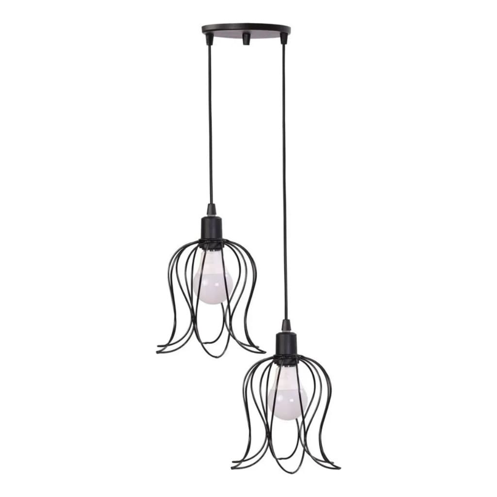 Luminaria Duplo Lustre Pendente Tulipa Cabo 1 Metro