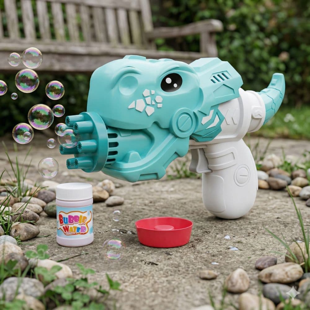 Pistola Lança Bolhas De Sabão Brinquedo Bolha Dinossauro (ENVIO IMEDIATO)