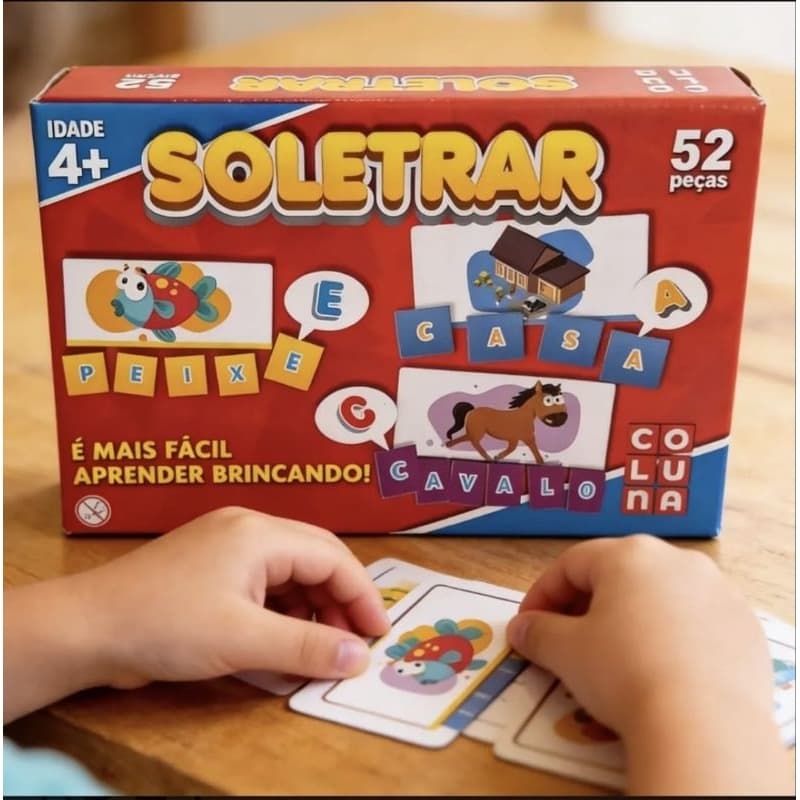 Jogo Infantil Educativo Didático Soletrar 52 Peças /Pedagógico