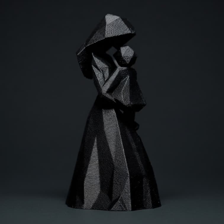 Escultura Mãe e Filho Minimalista 3D – Estátua Decorativa Dia das Mães Presente