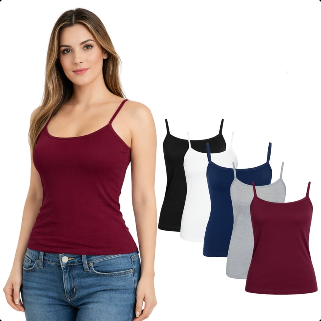 Kit Regata Feminina Básica Lisa Blusinha Alça Fina Casual Confortável
