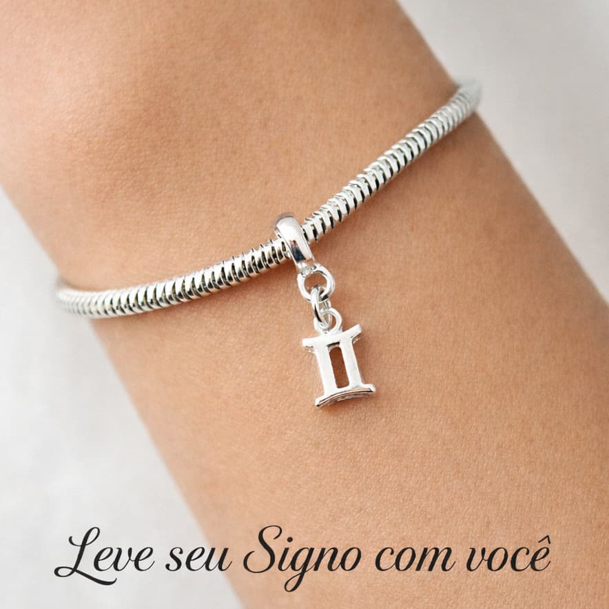 Berloque Pingente Signo do Zodíaco Todos os Signos Presente Perfeito Mais Vendido Prata