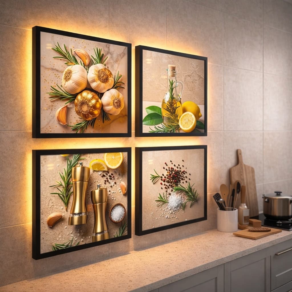 Quadros Decorativos Cozinha Temperos Quadrinhos Pimenta Cantinho 4 pçs