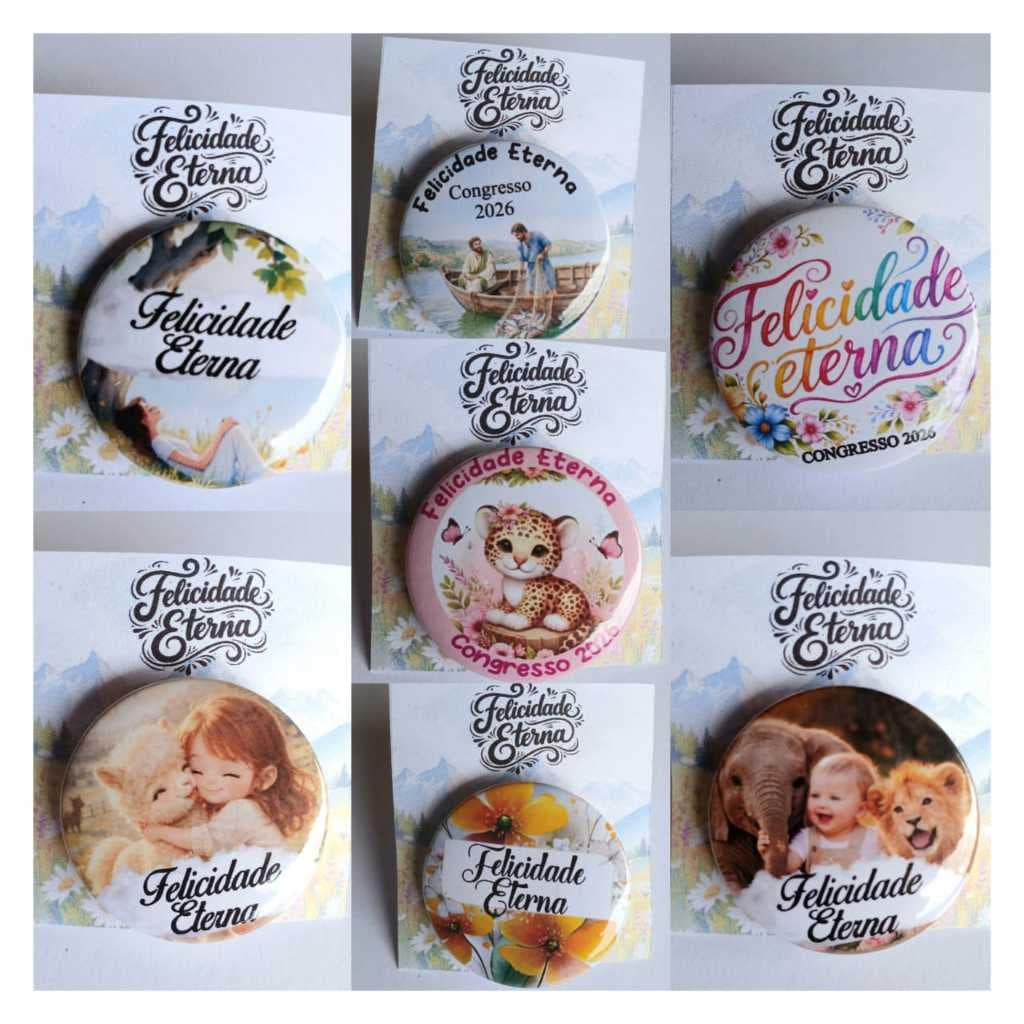 5 Bottons  Congresso Felicidade Eterna Mimos Brinde Lembrancinha