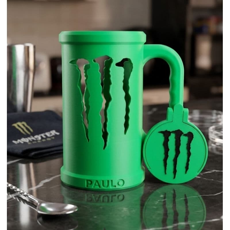 Porta Lata Monster caneca personalizado com nome impresso 3d