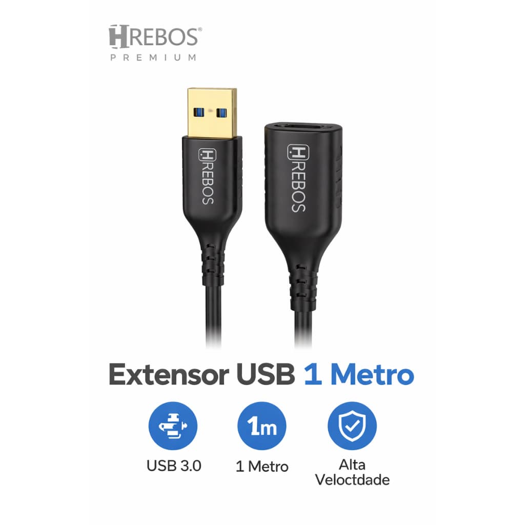 Cabo Extensor USB Macho para Fêmea | Extensão USB para PC, Notebook, Teclado, Mouse e Impressora