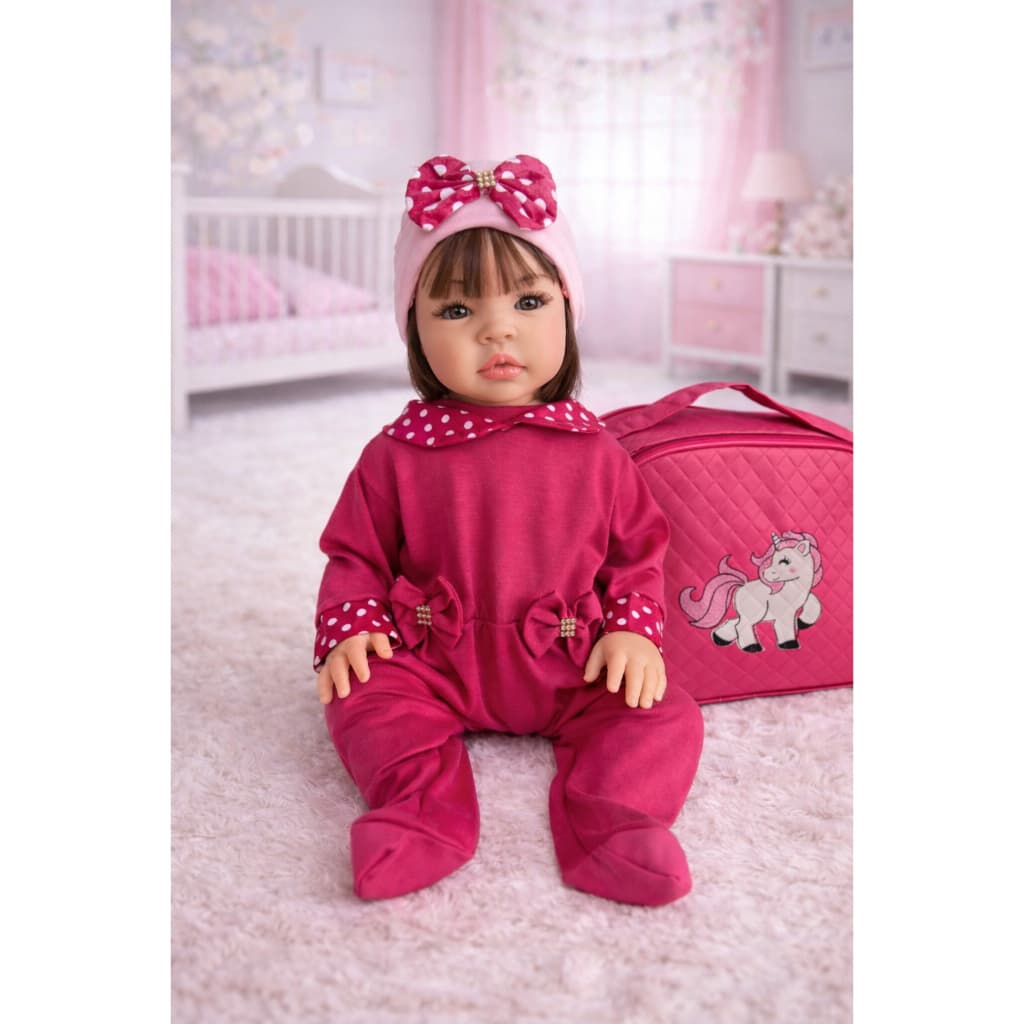 Boneca Bebe Reborn Siliconada Menina Princesa Bolsa E Itens