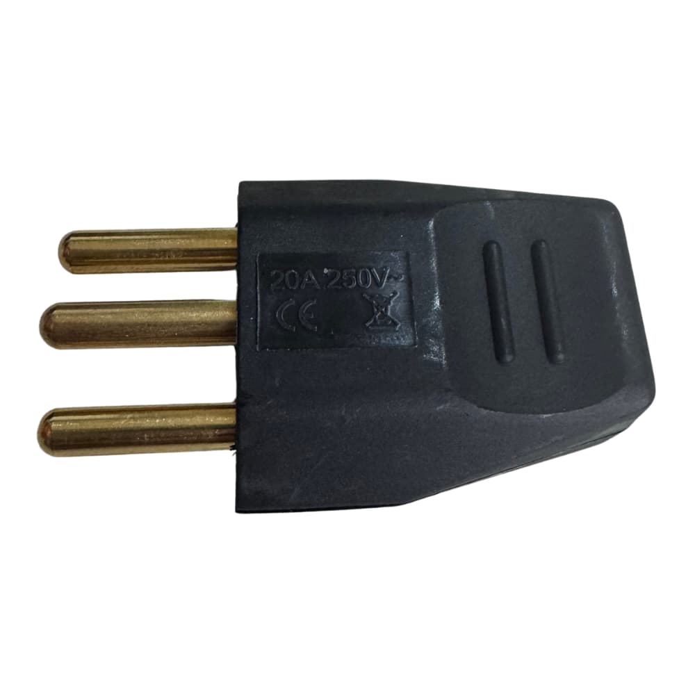 Plug Macho 20 Amper 180 Grau Preto 3 Pinos P/ Extensao 100 Pçs