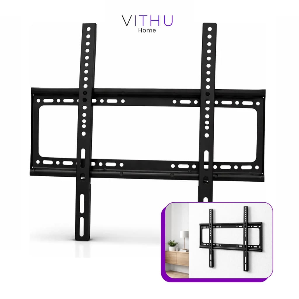 Suporte Televisão Parede Fixo Vithu Home Tv 26 A 65 Polegadas Suporta 50kg Com Parafusos Kit Manual Preto Funcional