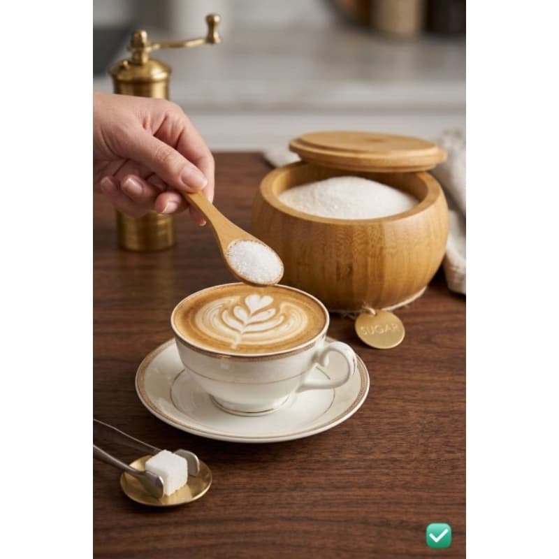 Açucareiro Bambu Com Colher Doseadora Pote Açúcar Natural Sustentável Cozinha Essencial