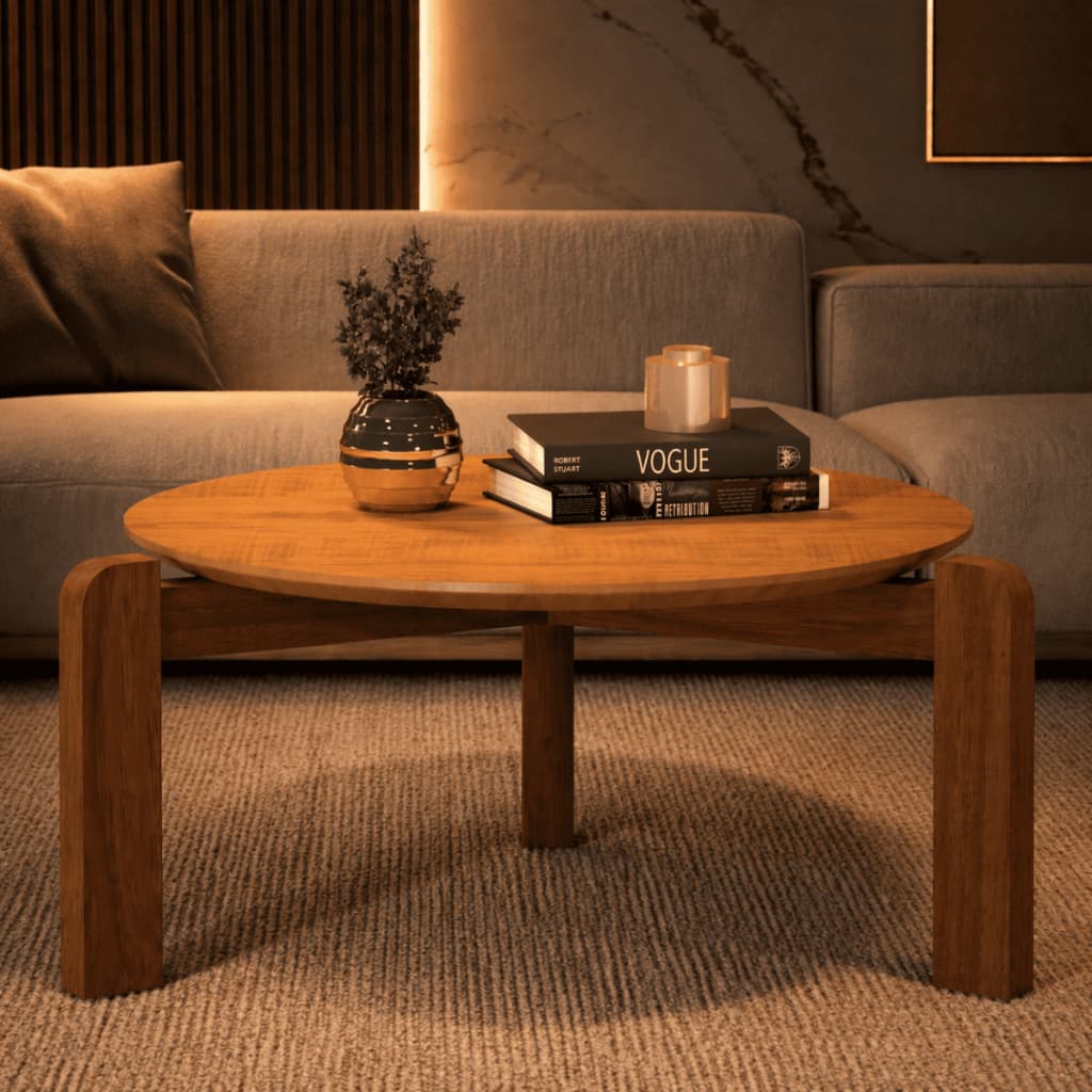 Mesa De Centro Redonda em Madeira 100% MDF Moderna para Sala de estar Austria