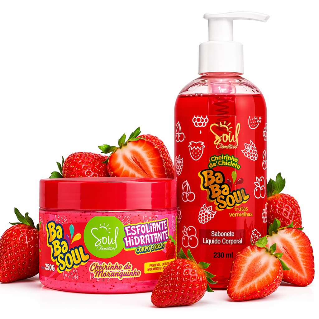 Kit Sabonete Liquido + Esfoliante Facial Corpo Rosto  Babasoul