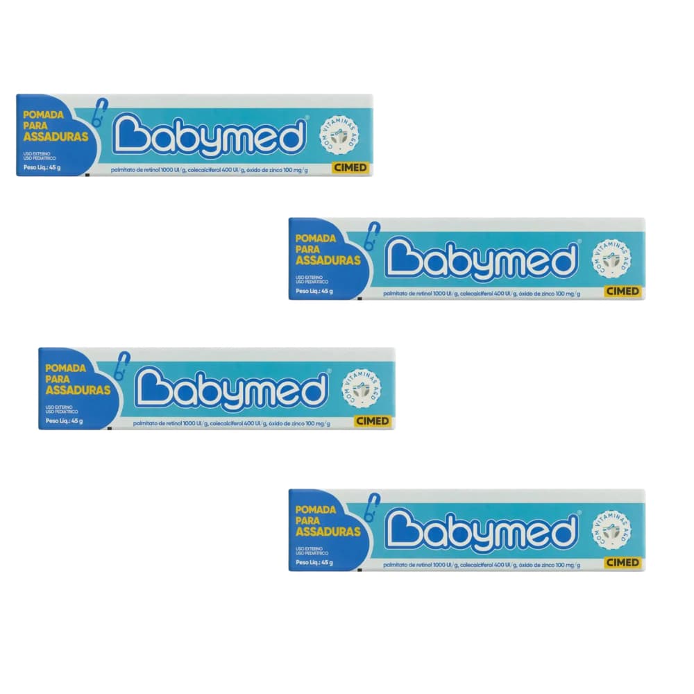 Kit com 4 Pomadas Para Prevenção De Assaduras Babymed Azul 45g