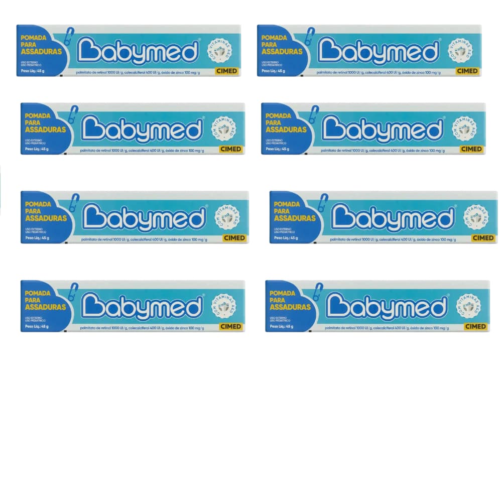 Kit com 8 Pomadas Para Prevenção De Assaduras Babymed Azul 45g