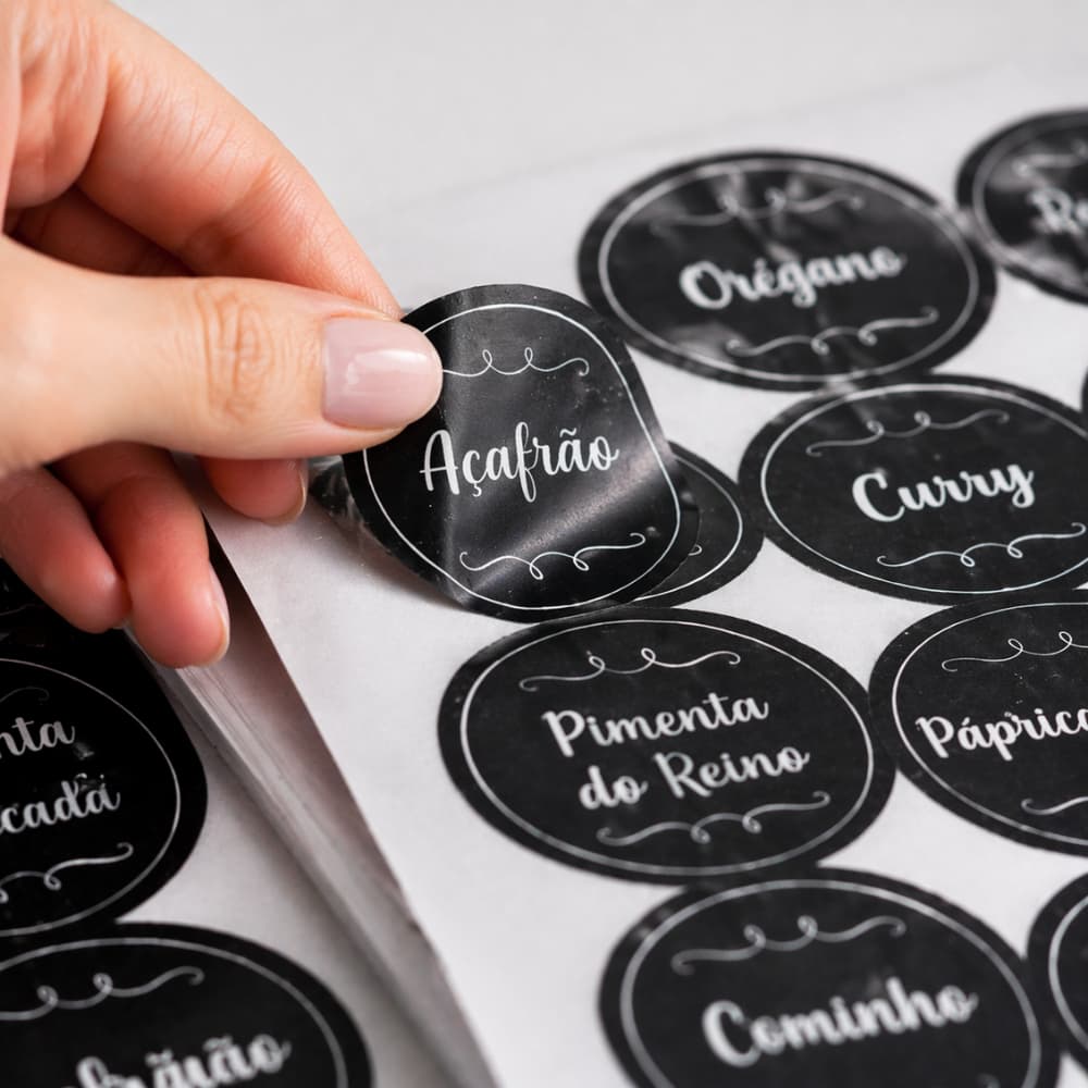 Kit Etiquetas Organizadoras para Temperos e Condimentos em Vinil Impermeável 3,8cm