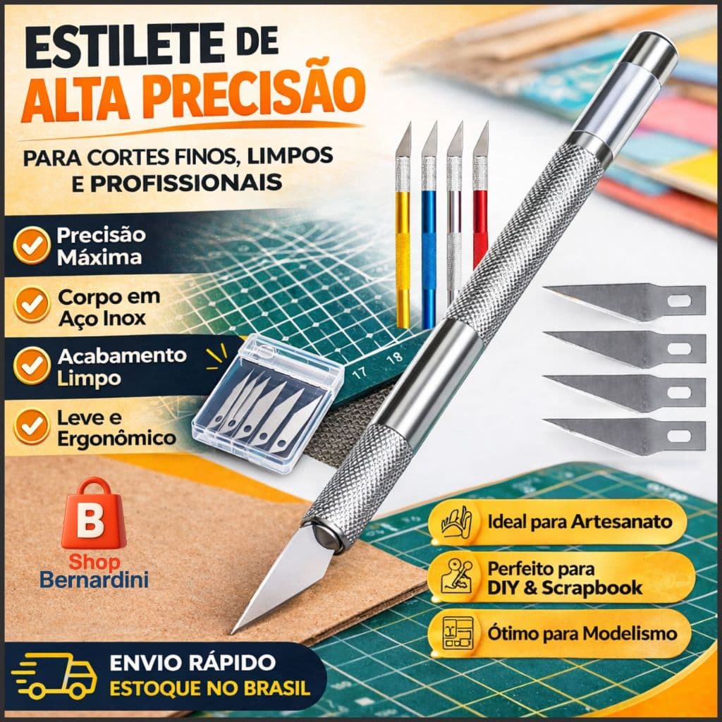Estilete de Precisão Profissional Aço Inoxidável 6 Lâminas