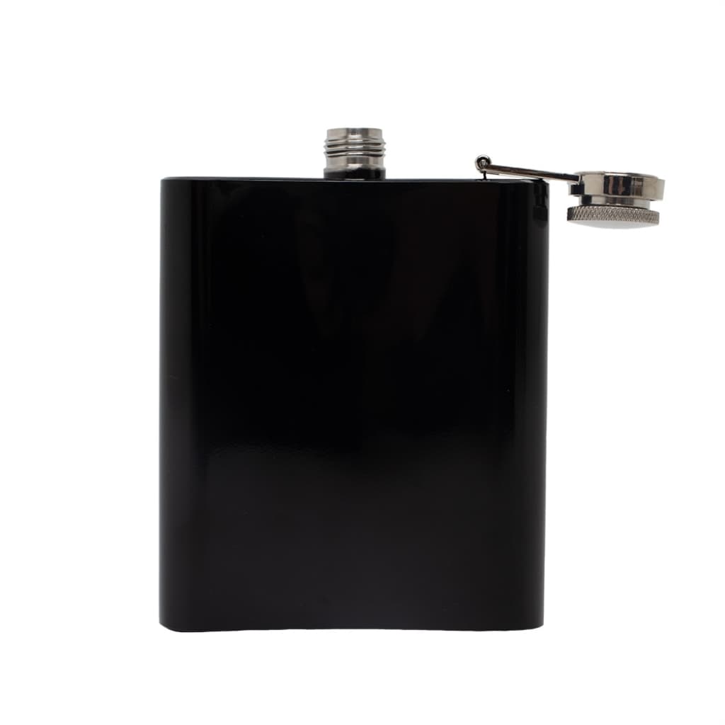Porta Whisky Cantil 7oz Preto Aço Inox Compacto Elegante