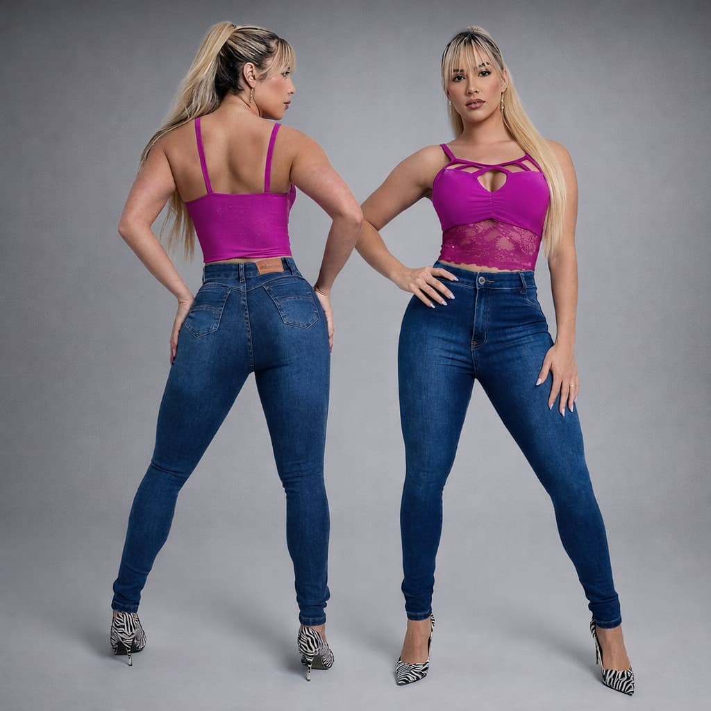 Calça Jeans Feminina Vintage Levanta Bumbum Cintura Alta Estilo Casual