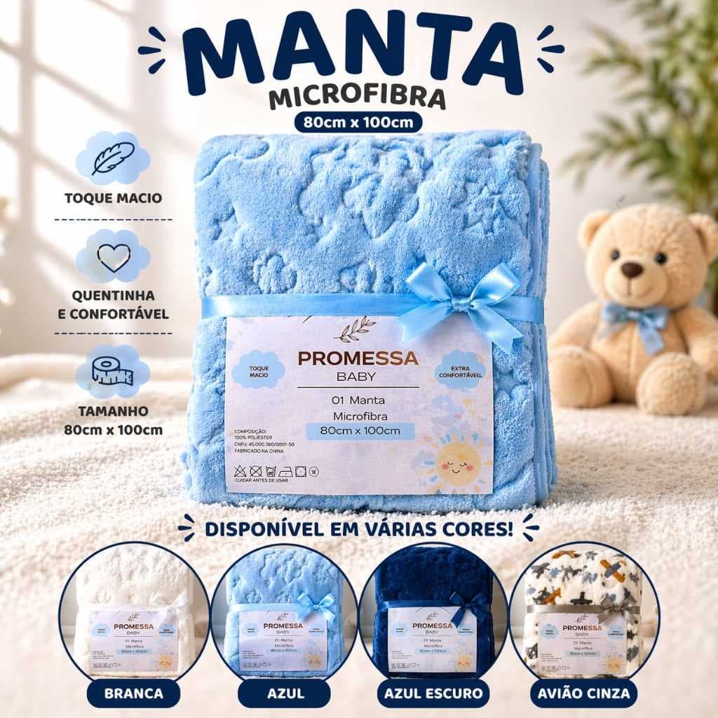 Manta Bebê 3D Microfibra Ultra Macia Cobertor Mantinha Maternidade Menino Perfeita