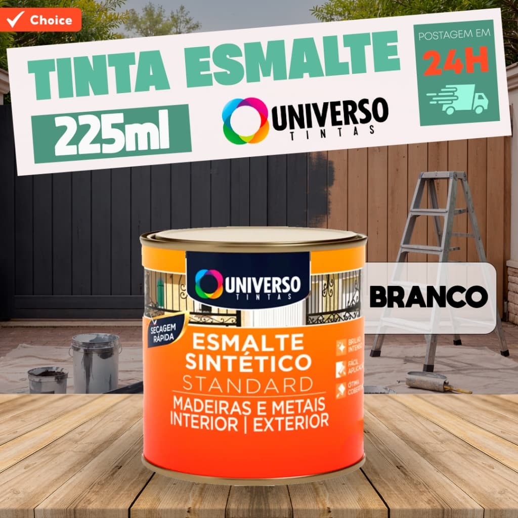 Tinta Esmalte 225ml UNIVERSO 1/16  (MADEIRAS, METAL, FERRO) BRANCO