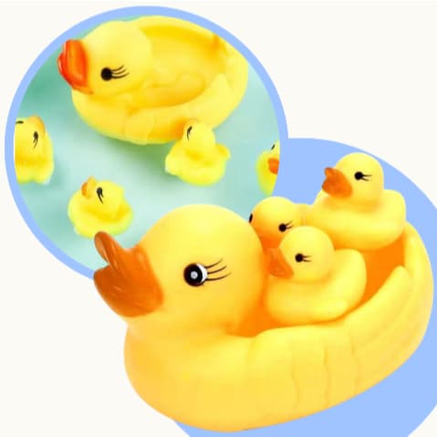 Kit Brinquedo de Vinil Hora do Banho – Pato e Patinhos com Banheira | Brinquedo Infantil Divertido