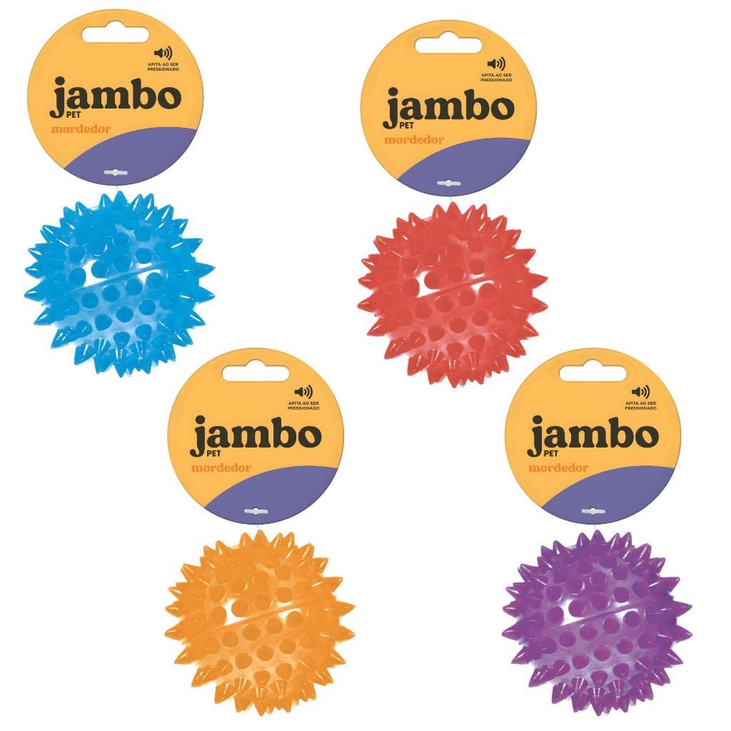 Brinquedo Mordedor Bola Espinho 6cm Com Som Jambo Pet - Resistente e Interativo para Cães