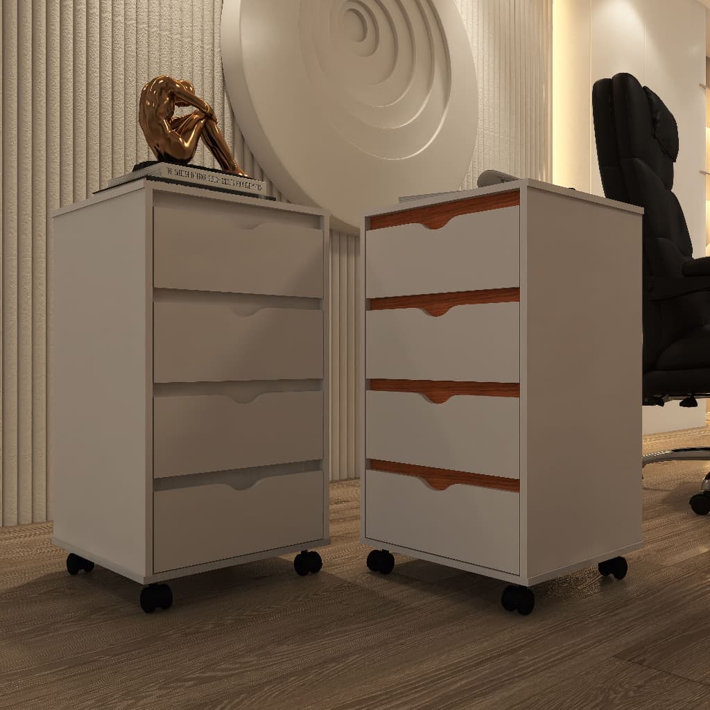 Gaveteiro Organizador 4 Gavetas com Rodinhas  Multiuso Escritório, Quarto, Home Office