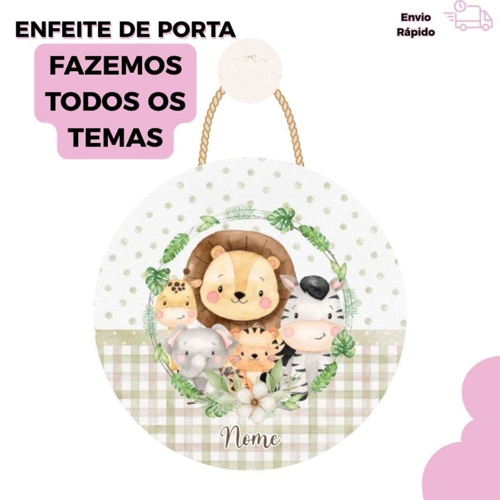 Enfeite de Porta Personalizado MDF | Placa Porta Maternidade Bebê | Nome e Tema Infantil