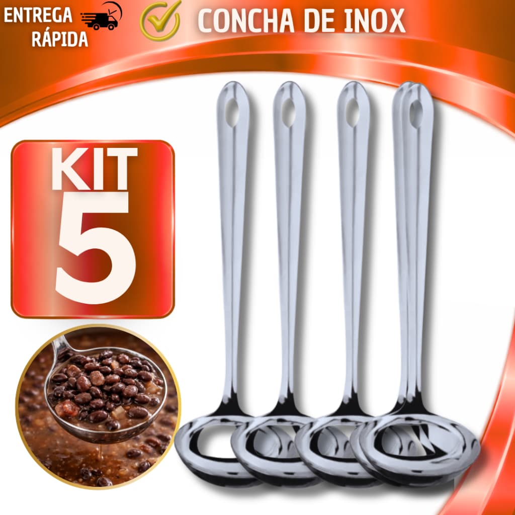 Concha de Feijão 25cm em Aço Inox | Utensílio de Cozinha Resistente e Durável DIA A DIA RESTAURANTE BAR BUFFET