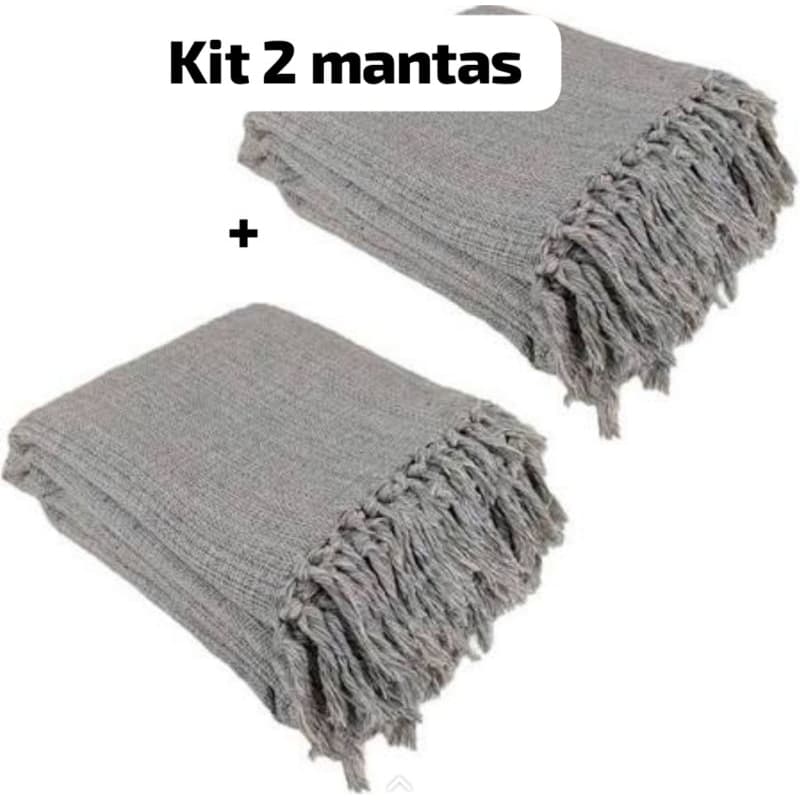 kit 2 Mantas Para Sofá Luxo E Requinte de Algodão Grade 120x 210 Diversas Cores