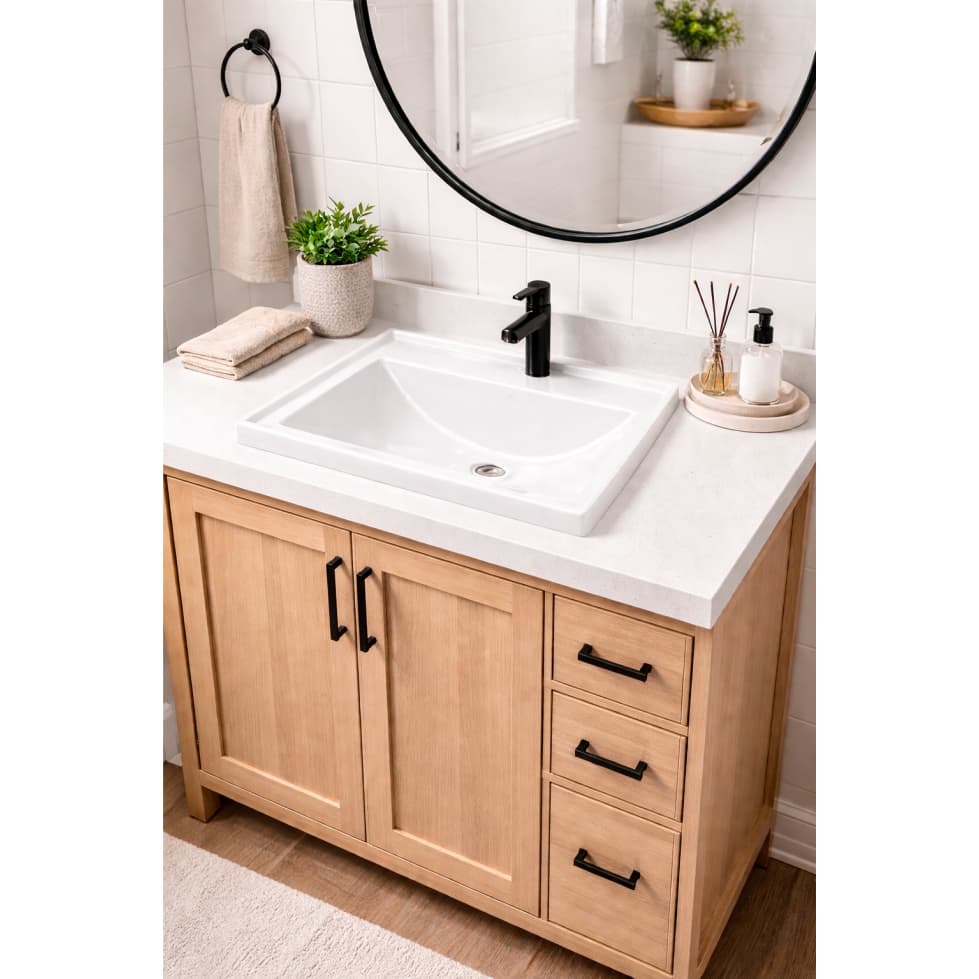 Lavatório Pia Banheiro Branca 40CM de Mármore Sintético - Alta Qualidade - Ideal para ambientes compactos