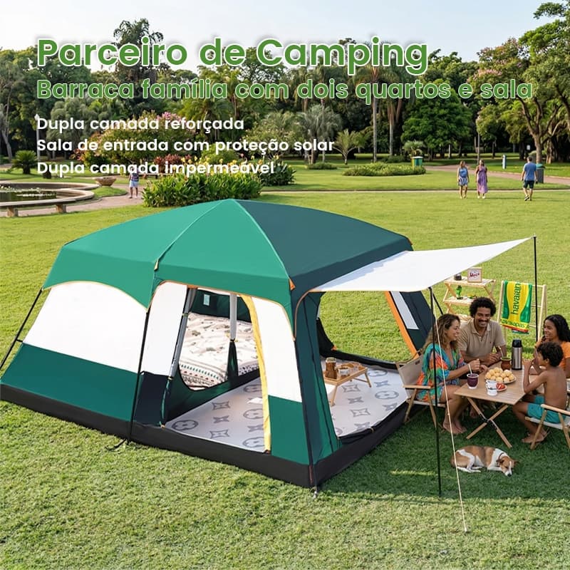 Barraca Camping Portátil – Impermeável e Antisol Reforçado, Montagem Rápida p/ Piquenique, Parque e Ar Livre