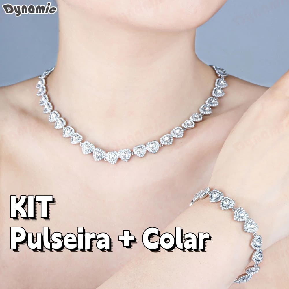 Colar em formato de coração cravejado com um diamante de 11 mm Colar em aço titânio Joia feminina requintada