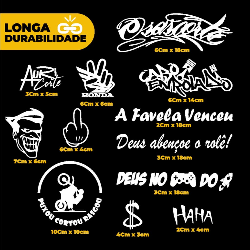 Kit Adesivos Grau Originais Kit com 11 adesivos para BIike Moto Capacete Carros