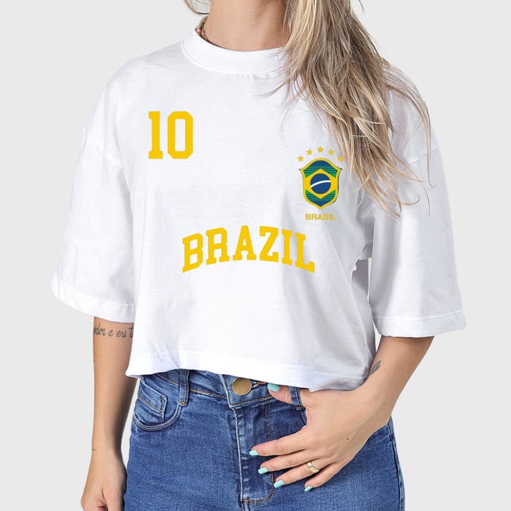 Camiseta Feminina Brasil Copa Camisa Roupa Blusinha Blusa Algodão Brazil Torcida 100% Algodão