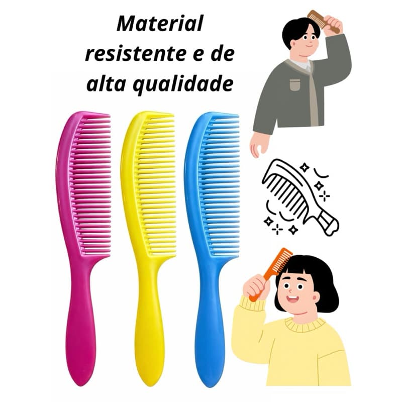 Kit Pente Tradicional Safira  pente plastico  kits com 03, 06, 12 e 24 unidades pente desembaraçador