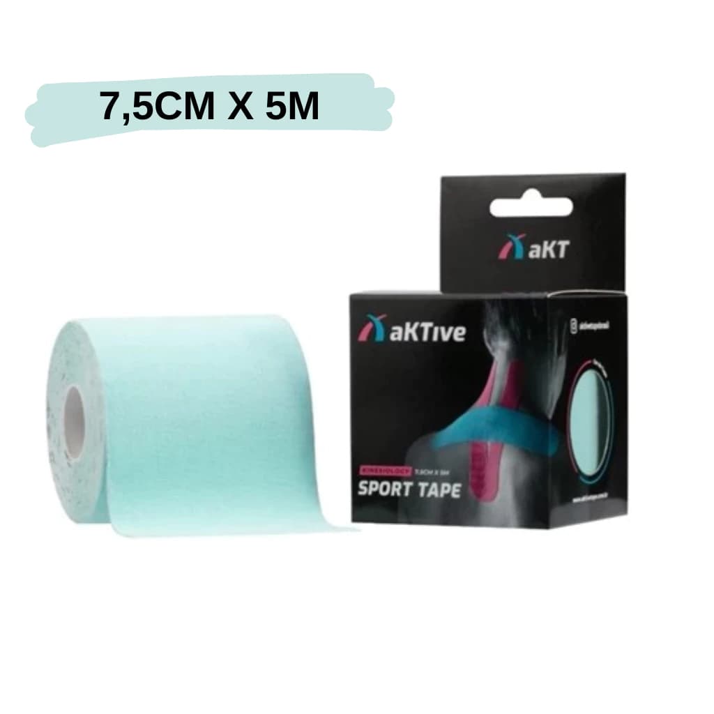 Bandagem Elastica Aktive Sport Tape 7,5 CM x 5M Aktive Cor Verde Agua Rolo Largo