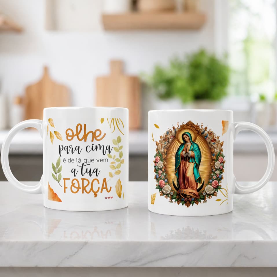 Caneca com seu nome Nossa Senhora de Guadalupe personalizada Presente Religioso Católico Xícara