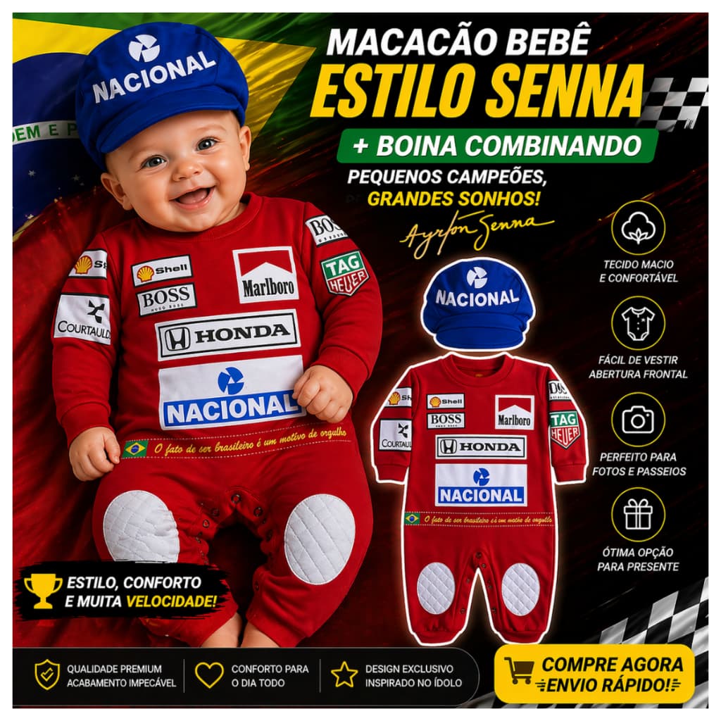 Macacão De Bebê  Corrida Carro